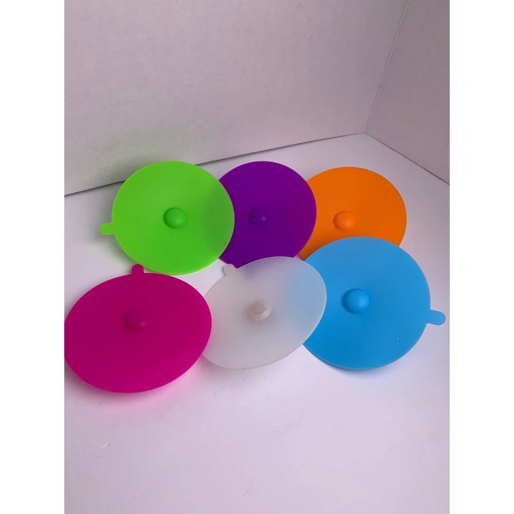 6 Pack Silicone Cup Covers with Diamond Knobs‎ Reusable Mug Lids Multi Color Set